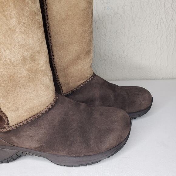 Merrell Encore Stitch High Espresso Boots Womens Size 8.5 Shearling Lining - Picture 5 of 16